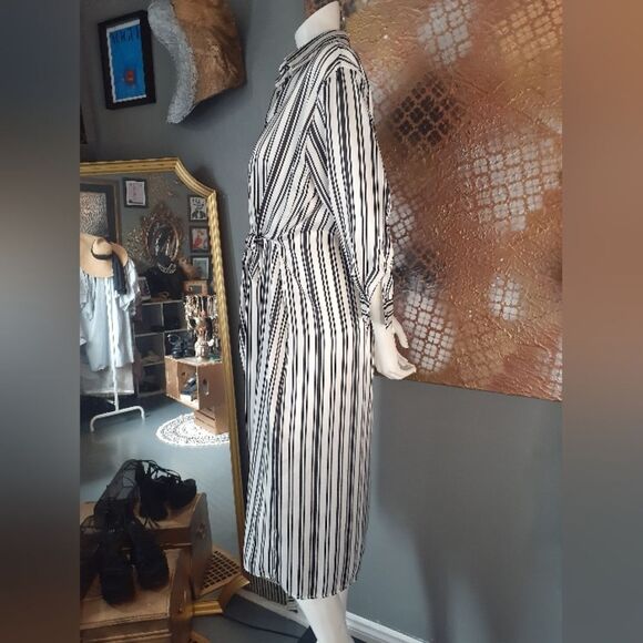 Zara Striped Black and White Women's Midi Dress - Picture 5 of 14